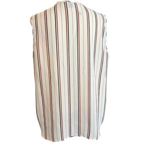 Primark Blouse Size 12 Cream Blue Brown Striped V Neck Sleeveless Womens‎ Top - Picture 3 of 8